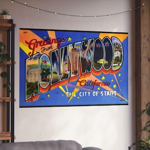 Carte postale vintage Hollywood : Les salutations de la Cité des étoiles - Poster d'art