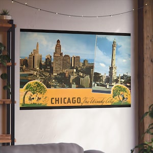 Skyline di Chicago: cartolina d'epoca della città ventosa - poster artistico