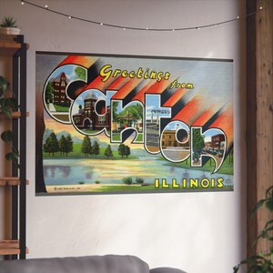 Nostalgic Americana: Greetings from Canton, Illinois Vintage Postcard - Fine Art Print