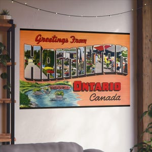 Carte postale vintage Greetings : Hamilton's Vibrant Cityscape - Poster d'art