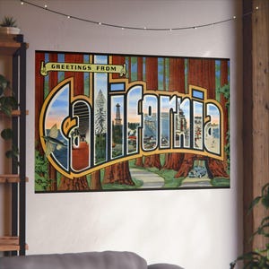 Vintage California Dreams: un viaggio da cartolina nel Golden State - Poster di belle arti
