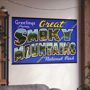 Vintage Greetings : carte postale du parc national des Great Smoky Mountains, 1937 - Poster d'art