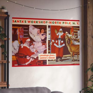 Vintage Weihnachtszauber: Santas Workshop in North Pole, NY - Fine Art Poster