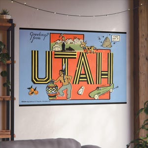 Utah vintage: un colorido viaje en postal por el estado de la colmena - Póster de bellas artes