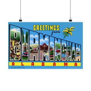 Cartolina postale vintage di Birmingham, Alabama, grande lettera: saluti della città del sud - poster di belle arti