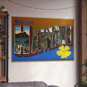 Aloha Paradise: Eine Vintage Hawaiianische Postkartenreise - Kunstdruck