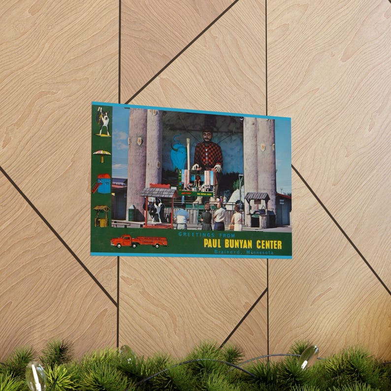 Paul Bunyan Center Poster | Vintage Roadside Travel Art image 13