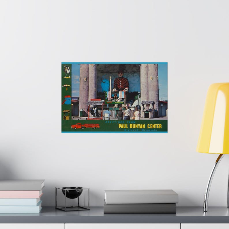 Paul Bunyan Center Poster | Vintage Roadside Travel Art image 16