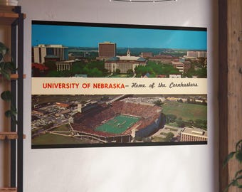 Cornhusker Pride: Vintage University of Nebraska Campus and Stadium View - Fine Art Poster
