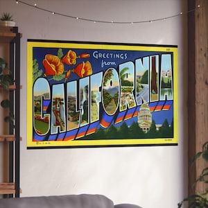 Vintage California Dreams: un viaggio da cartolina nel Golden State - Poster di belle arti