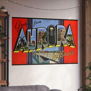 Vintage Aurora: un viaggio in cartolina di metà secolo attraverso l'Illinois - Poster di belle arti