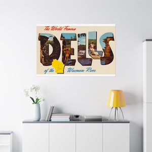 Cartolina d'epoca Wisconsin Dells: un'avventura panoramica sul fiume - Poster artistico
