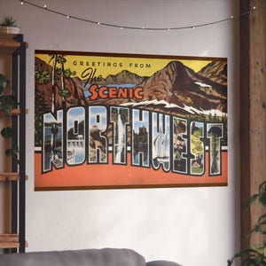 Scenic Northwest: Panorama delle meraviglie del Pacifico da cartolina d'epoca - Poster di belle arti