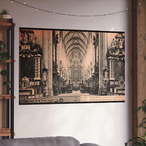 Fine Art Posters, Vintage St Paul&#39;s Church in Antwerp, Gothic Baroque Decor, Religious Art Print, Cathedral Photography, Wall Art Prints