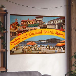 Été nostalgique : scène de carte postale vintage à Old Orchard Beach - Poster d'art