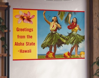 Aloha Dreams: Vintage Hawaiian Hula Postcard from the 1950s - Fine Art Poster