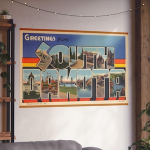 Vintage South Dakota: un viaggio panoramico attraverso lo stato del Monte Rushmore - Poster di belle arti