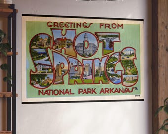 Vintage Greetings: Hot Springs National Park ansichtkaart panorama - Fine Art poster