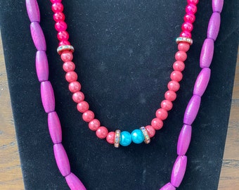 WoodFire beaded layered necklace