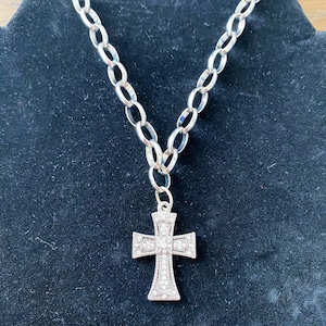 Cross Chained silver rope chain necklace
