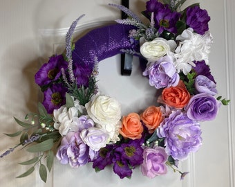 Violet Bloom wreath - 14 inch