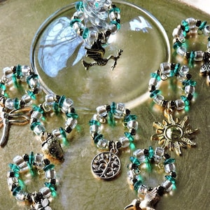 Beach Theme Wine Glass Markers: Gold Tone Charms