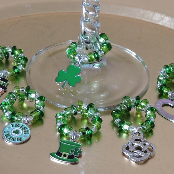St. Patrick's Day- Irish Wine Rings, Wine Charms, Choose the charms in your set!