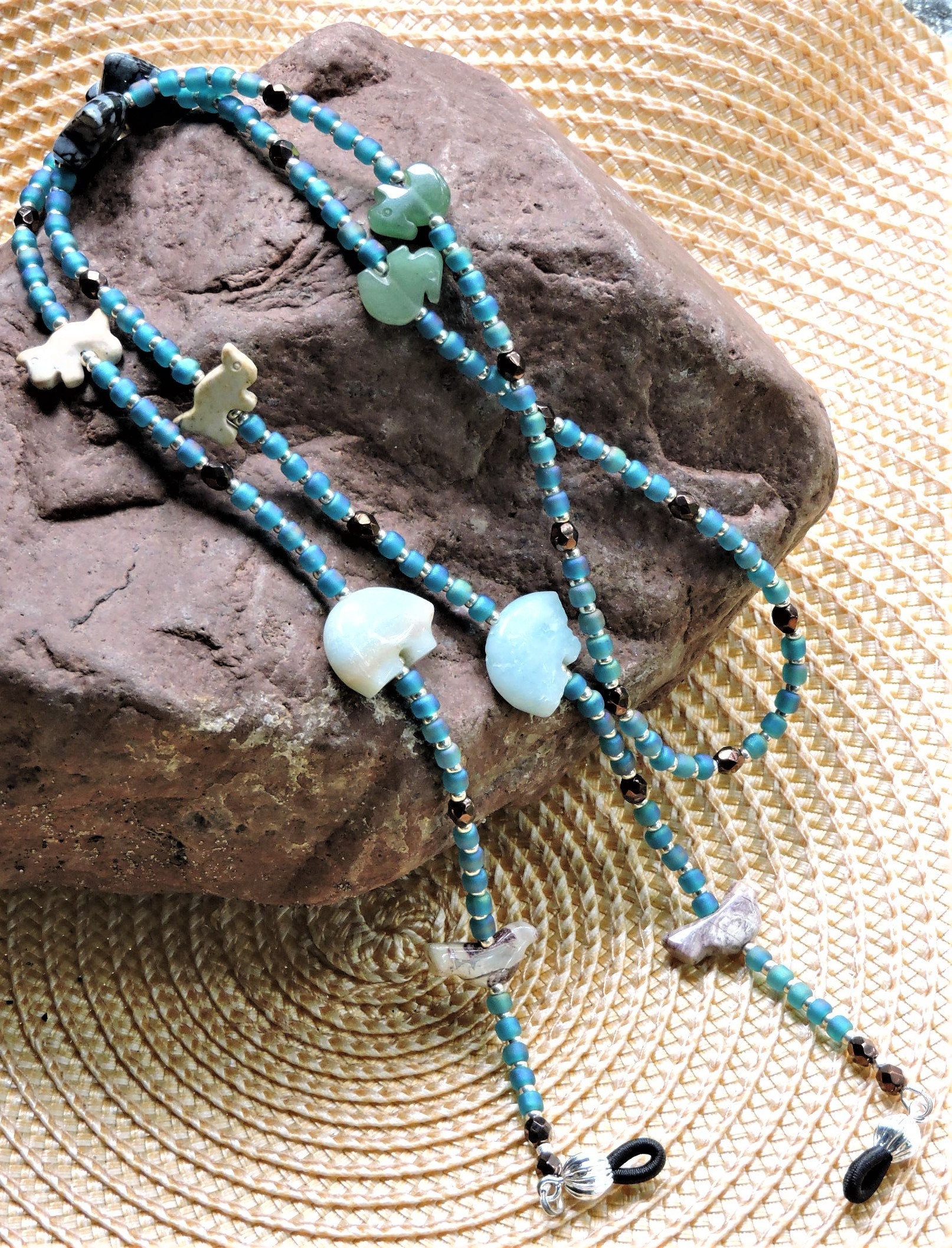Southwestern Fetish Handmade Beaded Lanyard Eyeglass Holder Beaded Gemstone Glasses Lanyard | Boho Sunglass Chain  main image 4
