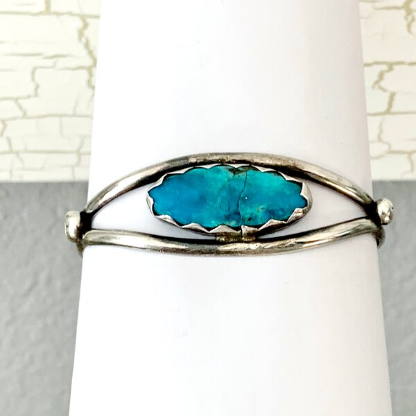 LORI Sterling Silver Turquoise Cuff Bracelet WEAR REPAIR Cracked Stone Native American Vintage Southwestern, Gold Plated Ring, Lapis Ring