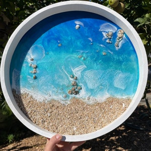 Ocean resin beach scene aerial view with ocean waves wall art