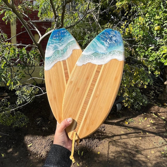 Surfboard Epoxy Resin Wave Bamboo Wood Cutting Cheese Board -  Israel