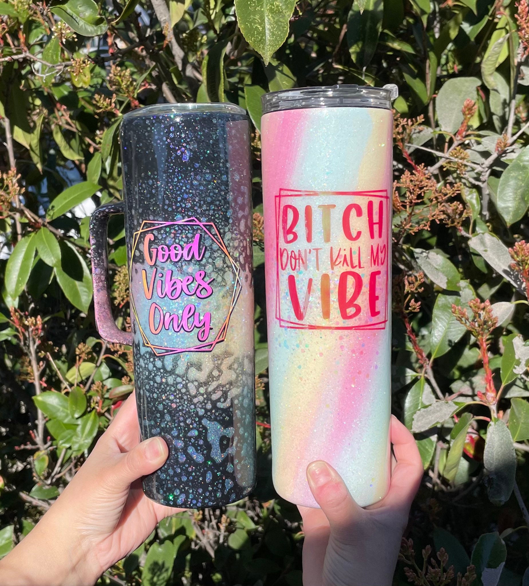 Rainbow Glitter Tumbler: 30 Oz Epoxy Resin Stainless Steel Travel