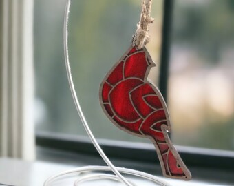 Cardinal Suncatcher Memorial Ornament Sympathy Gift | Red Bird Sign From Heaven Remembrance Present