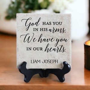 Memorial Tile God Has You in His Arms Personalized Sympathy Gift Remembrance Decor image 1