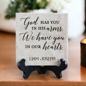 Memorial Tile &quot;God Has You in His Arms&quot; Personalized Sympathy Gift | Remembrance Decor