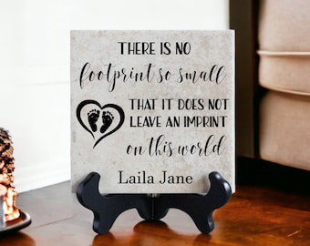 Memorial Tile "No Footprint So Small" Personalized Sympathy Gift for Infant Loss | Miscarriage Remembrance Decor