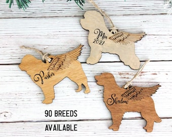 Angel Dog Silhouette Wood Memorial Ornament | Loss of Pet Sympathy Gift