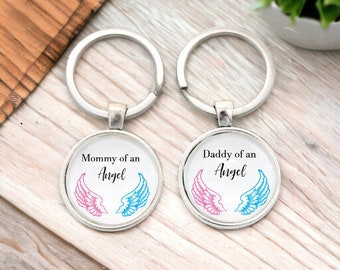 Mommy and Daddy of an Angel Memorial Keychain Set | Sympathy Gift for Miscarriage or Infant Loss