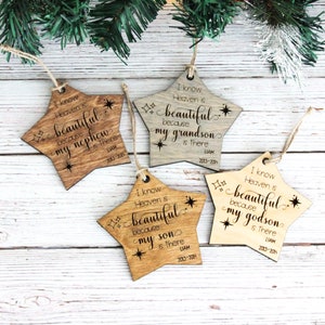 Heaven is Beautiful Memorial Ornament Sympathy Gift | Bereavement Present| Loss of Loved One | Sign from Heaven | Christmas Remembrance