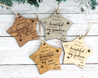 Heaven is Beautiful Memorial Ornament Sympathy Gift | Bereavement Present| Loss of Loved One | Sign from Heaven | Christmas Remembrance