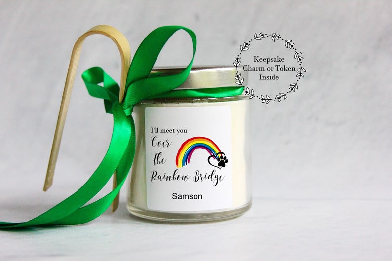 Rainbow Bridge Pet Loss Memorial Candle With Keepsake Charm Etsy