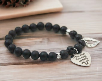 Black Onyx Memorial Diffuser Charm Bracelet | Sympathy Jewelry Bereavement Present