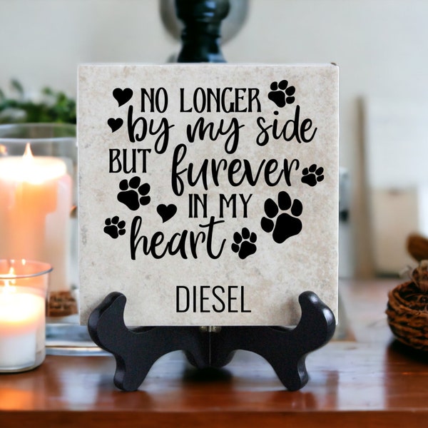 Memorial Tile "Furever in my Heart" Personalized Sympathy Gift | Pet Loss Remembrance Decor