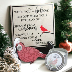 Cardinal Gift Box with Tile | Sympathy Gift for Loss | Bereavement Present | Sign from Heaven | Condolence Christmas Ornament | Red Bird