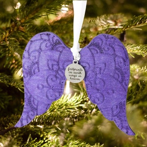Purple Angel Wing Memorial Ornament | Sympathy Gift for Loss of Loved One | Remembrance | Pancreatic Cancer Memorial | Bereavement Present