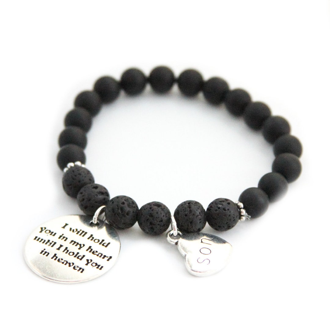 Black Onyx Memorial Diffuser Charm Bracelet Sympathy Jewelry - Etsy