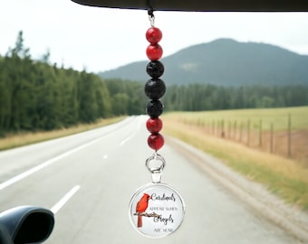 Cardinals Appear Memorial Rearview Mirror Car Charm | Personalized Custom Remembrance Mirror Hang | 2-Sided Available