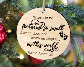 No Footprint So Small Infant Loss Memorial Ornament Sympathy Gift | Personalized Bereavement Present | Miscarriage | Christmas Remembrance