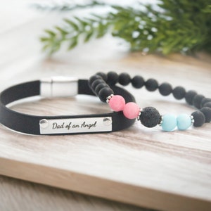 GIFT SET Dad of an Angel & Black Onyx Infant Loss Diffuser Bracelet | Miscarriage and Pregnancy Loss Jewelry