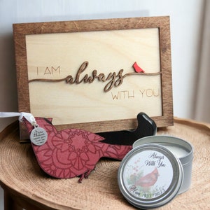 Cardinal Gift Box with Sign | Sympathy Gift for Loss | Bereavement Present | Sign from Heaven | Condolence Christmas Ornament | Red Bird